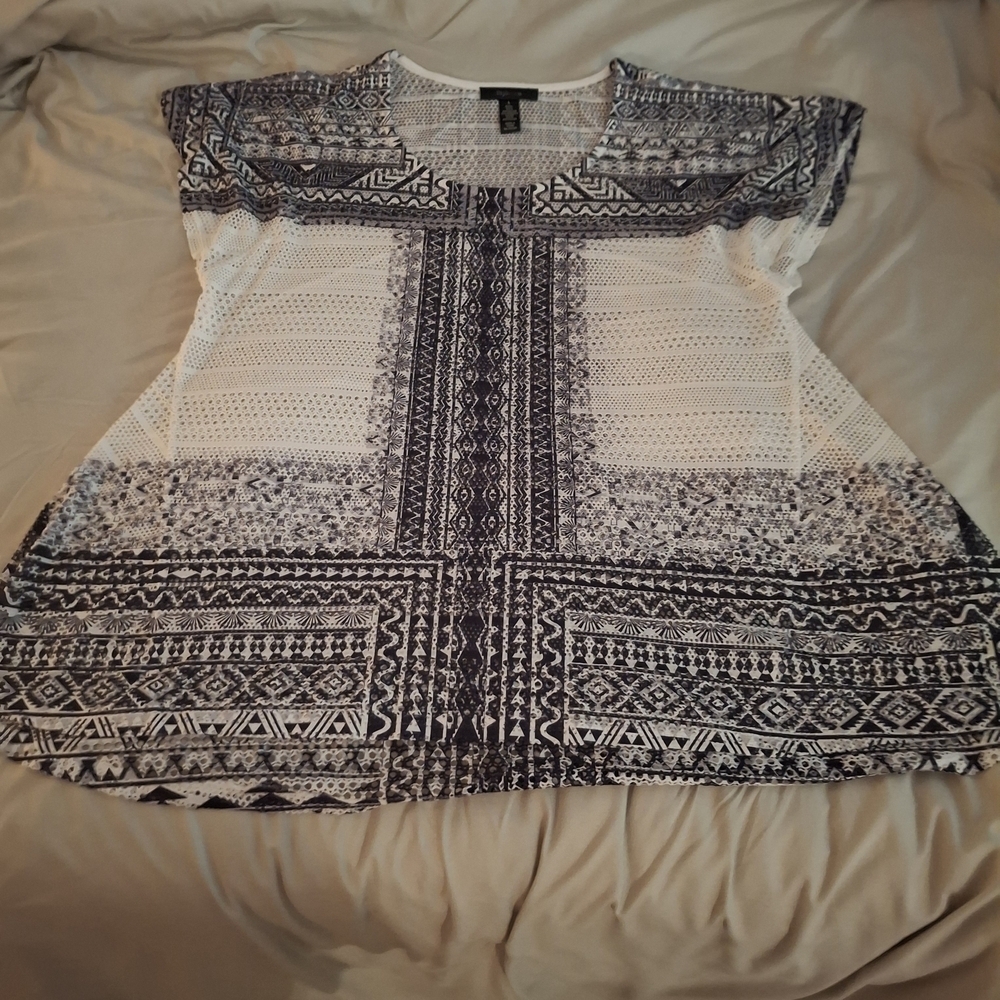Style & Co. Women's Black and White Sheer Boho Tunic - Picture 3 of 6